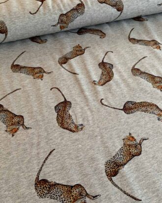 Leopard French Terry-grau