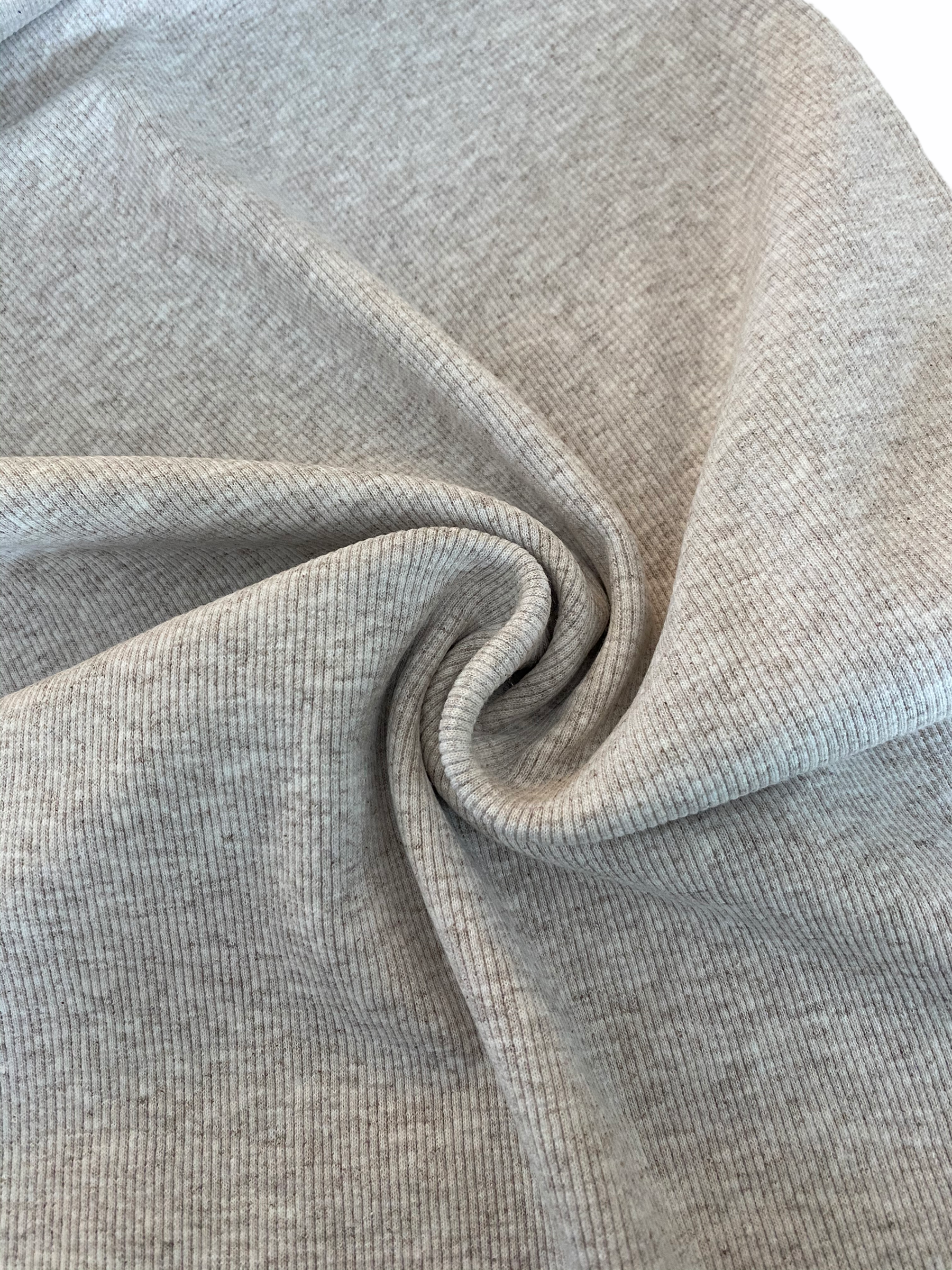 Bündchenstrick- beige meliert – Bild 2