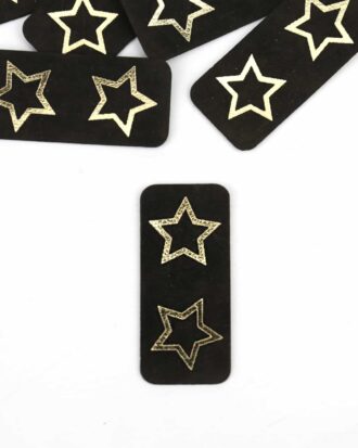 Kunstleder Label Schwarz/Gold Sterne