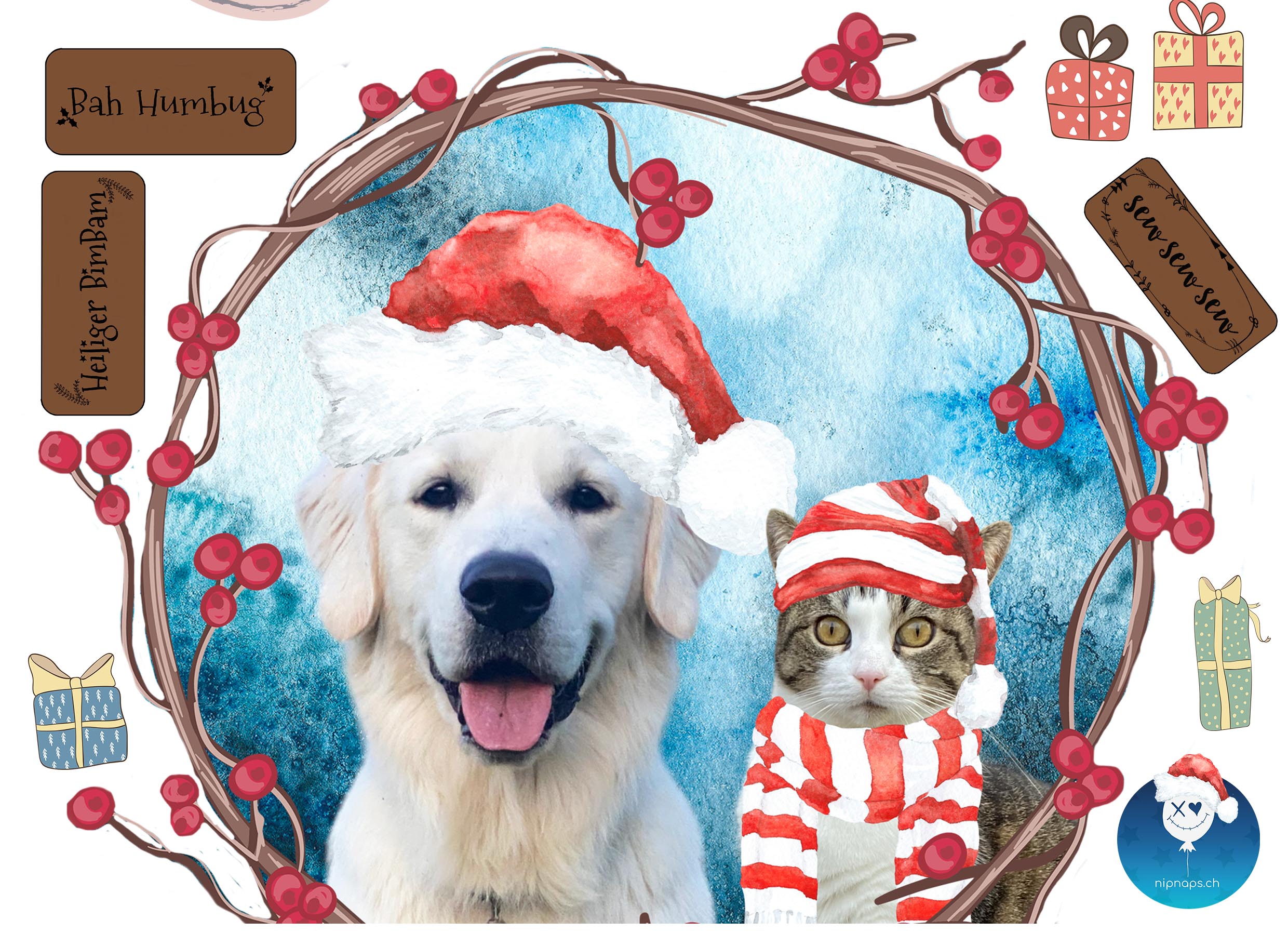 Weihnachtsbügelbild Sonny & Blue