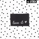 Klapp-Weblabel *love it ♥* schwarz - 4er Pack