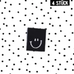 Klapp-Weblabel *Smile* schwarz - 4er Pack