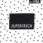 Klapp-Weblabel *superfrech* schwarz - 4er Pack