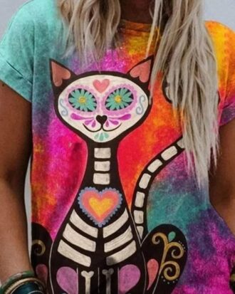 Stoffkids Jersey Rapport - sugar skull cat