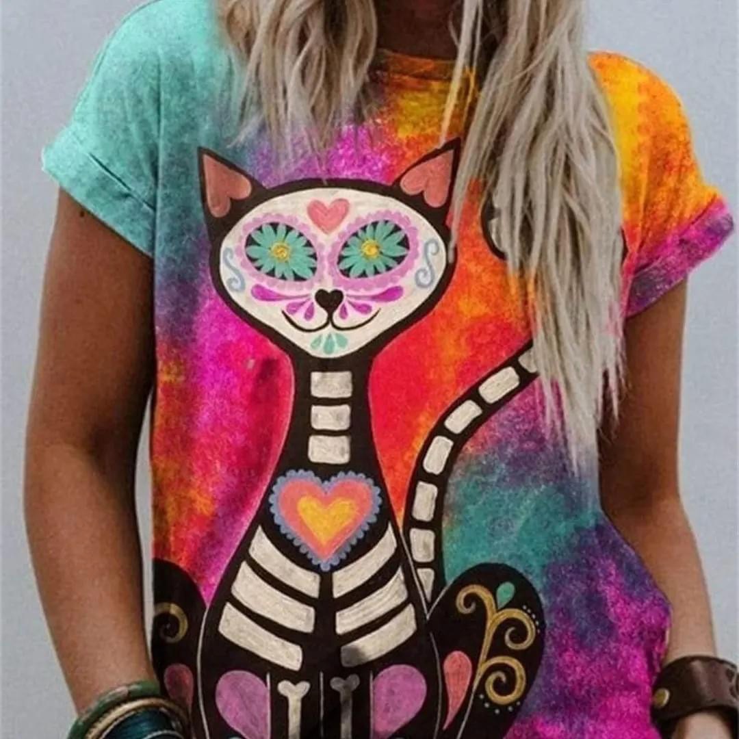 Stoffkids Jersey Rapport - sugar skull cat