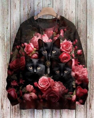 Stoffkids Sommersweat Rapport kittens & roses