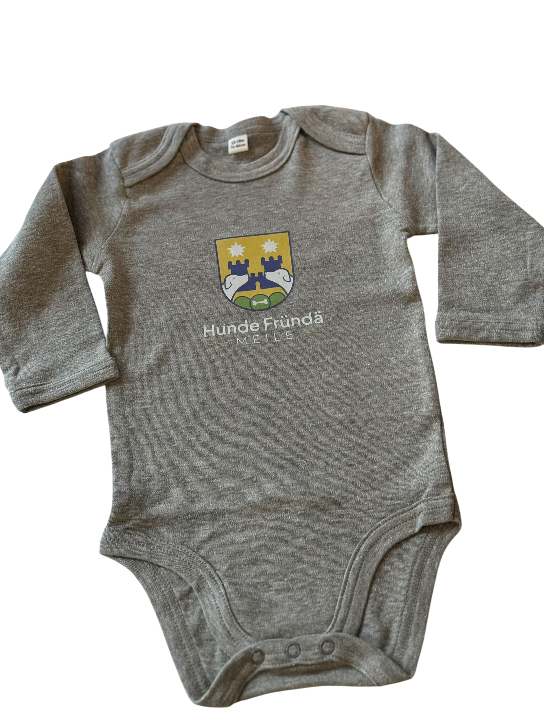 Hunde Fründe Meilen Baby Body in heather grey